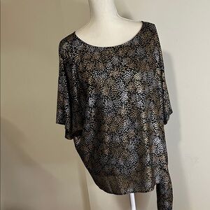 Michael Kors Black with Gold and Silver Stars Blouse